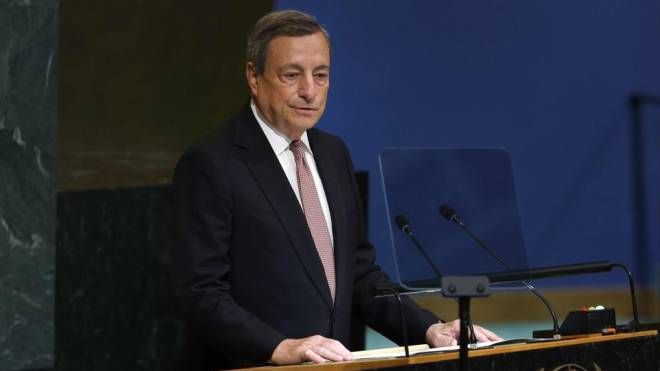 Mario Draghi all'assemblea dell'Onu (Ansa)