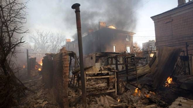 Edificio distrutto a Bakhmut, Donetsk, 4 dicembre 2022 (Afp)