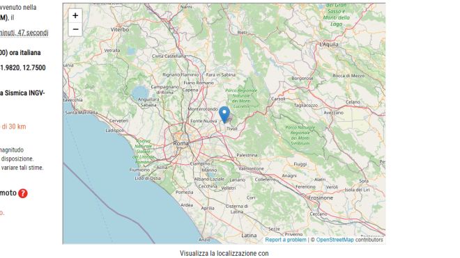Terremoto a Roma 1 gennaio, magnitudo 3.3
