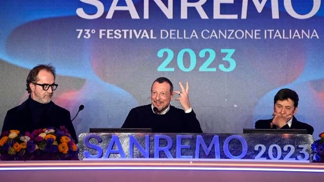 Sanremo 2023, la conferenza stampa finale (Ansa)