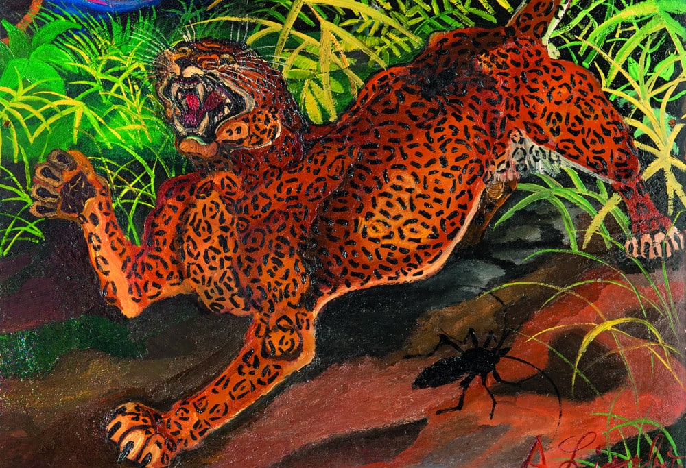 Leopardo nella foresta dipinto di Luciano Ligabue esposto al Museo Revoltella di Trieste